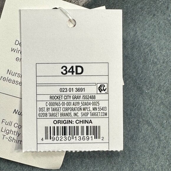 Auden Women's Size 34D Nursing Bra T-Shirt Full Coverage Rocket City Gray New - Picture 4 of 13